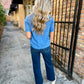 Alexi SS Sweater Top- Blue