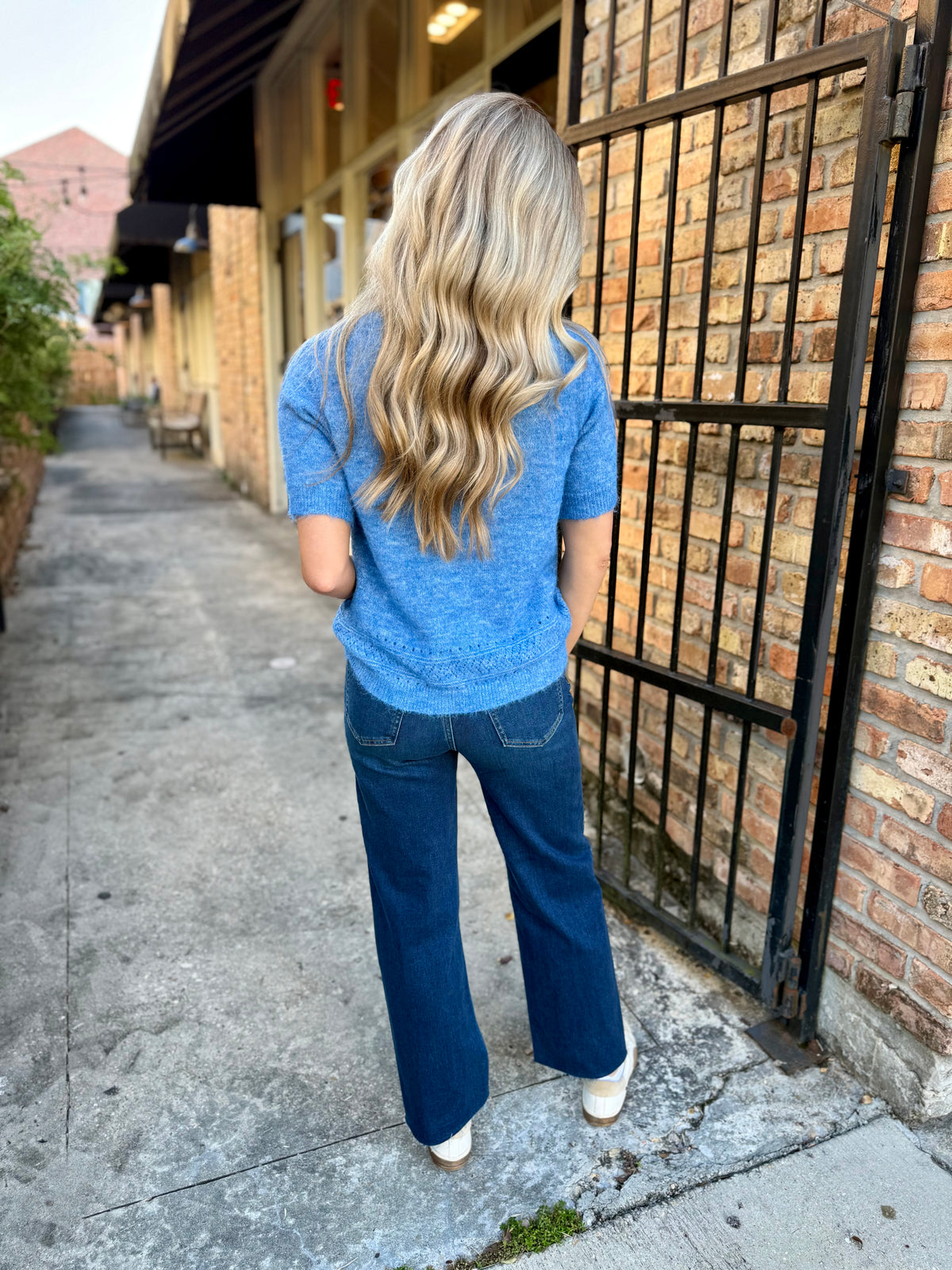 Alexi SS Sweater Top- Blue