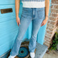 Ana Flare Denim Pants- Medium Blue