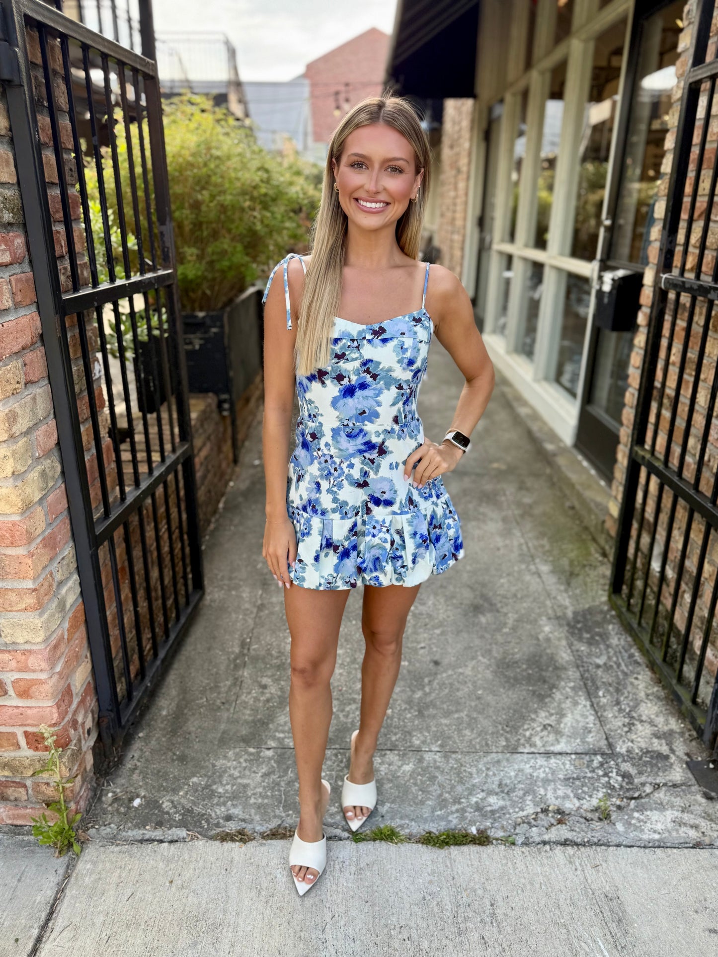 Kyra Mini Dress- Blue Floral