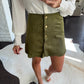 Scalloped Suede Mini Skirt- Olive