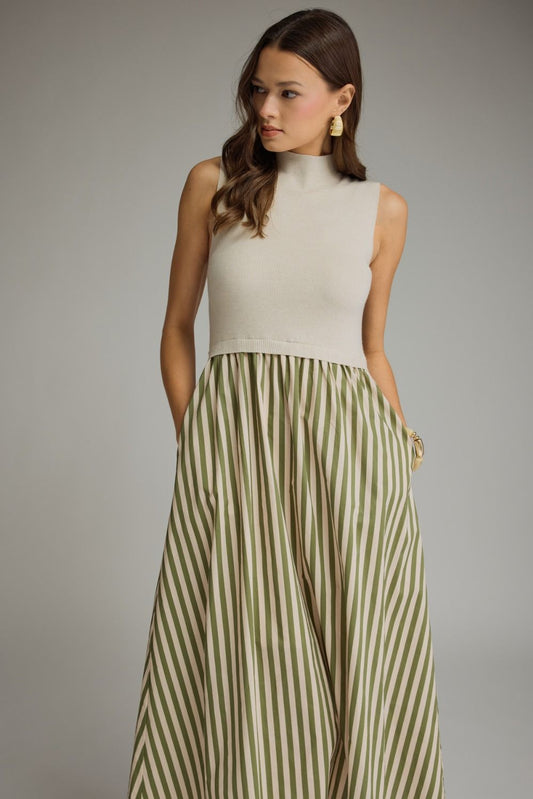 Ainsley Maxi Mock Neck Dress- Ecru