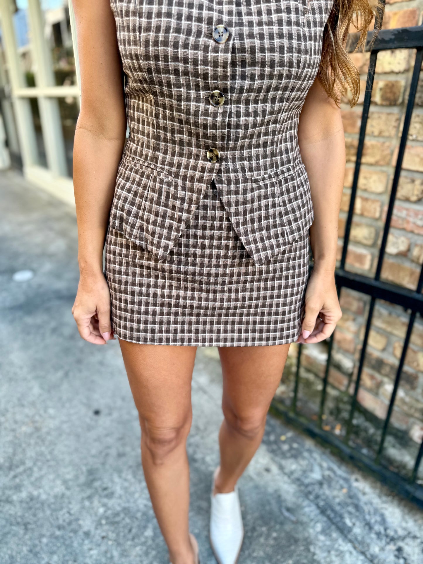 Plaid 2 PC Set- Tan/Brown