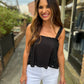 Doha Eyelet Flowy Tank- Black