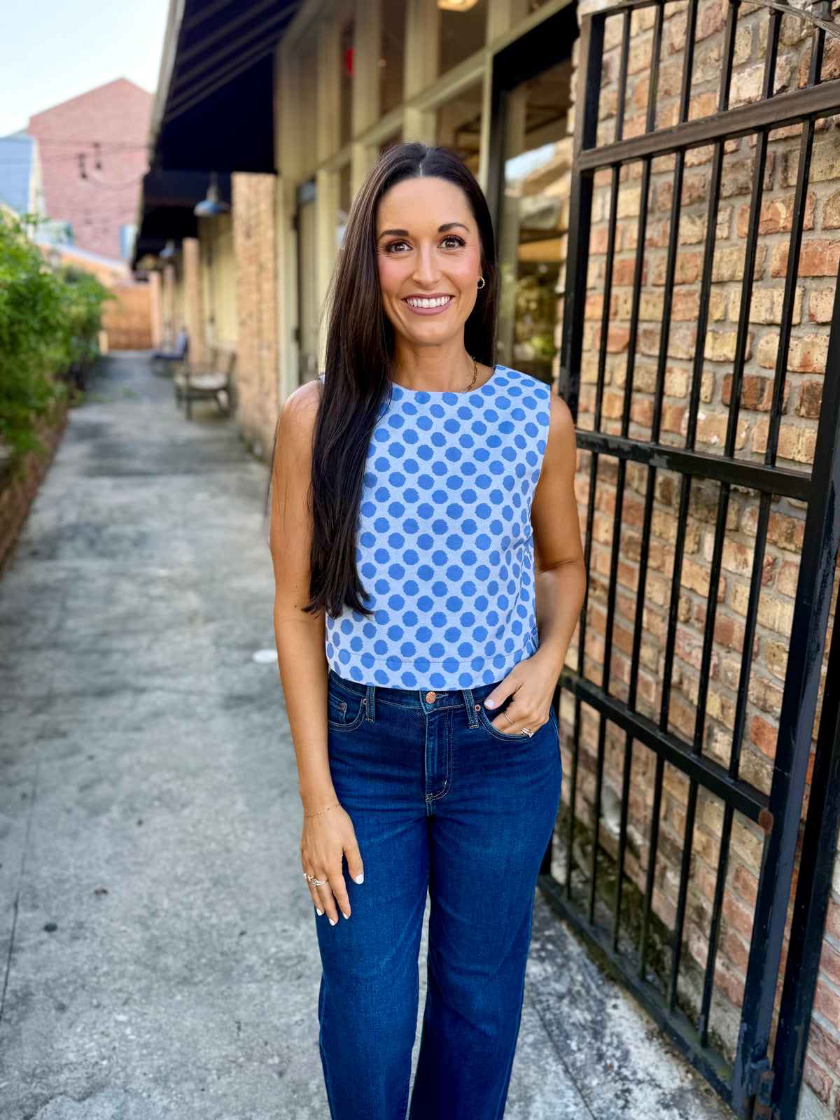 Dotty Polka Dot Top- Blue