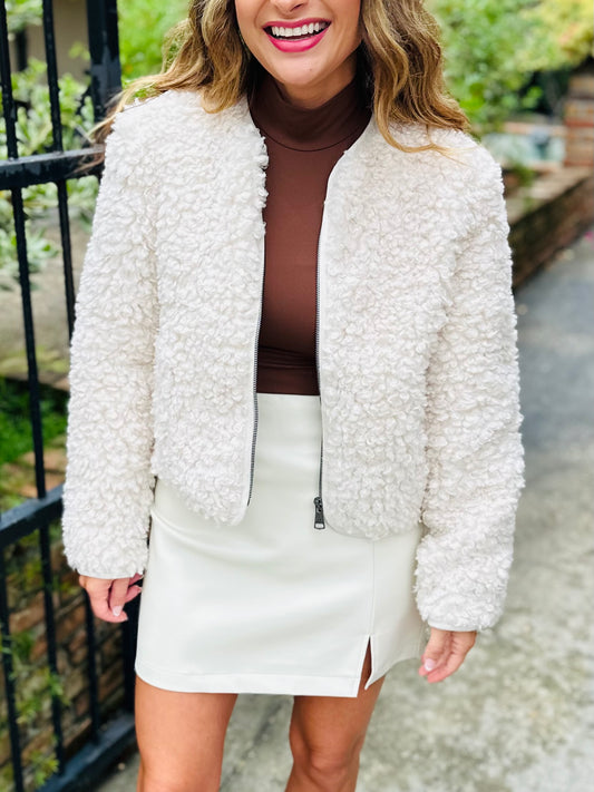 Teddy Sherpa Jacket- Ivory