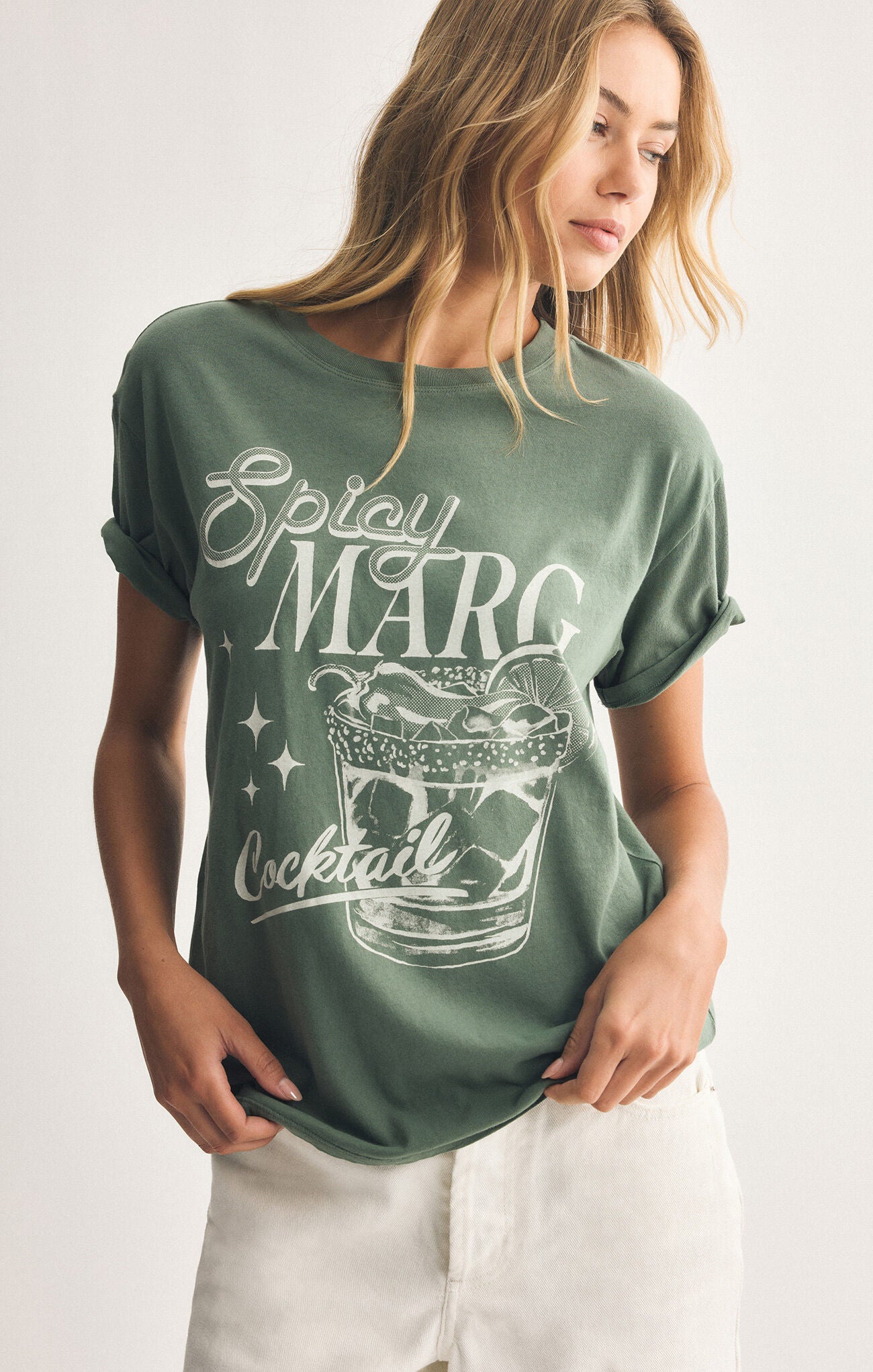 Z Supply Spicy Marg Boyfriend Tee- Hunter Green
