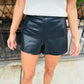 Susan High Waisted Faux Leather Shorts- Black