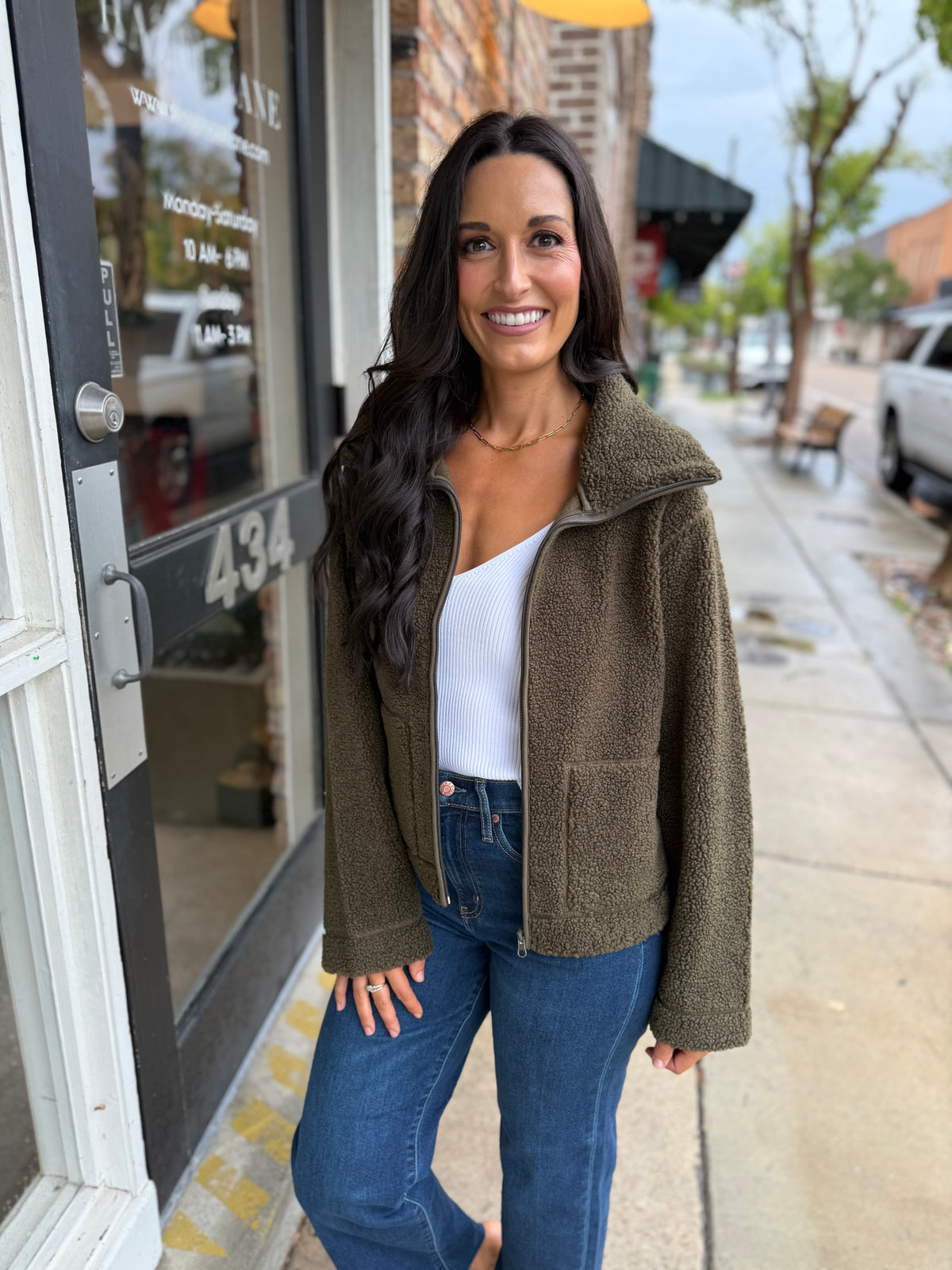 Dena Faux Shearling Zip Up