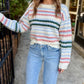 Pattern Cropped Sweater- Cream Multi