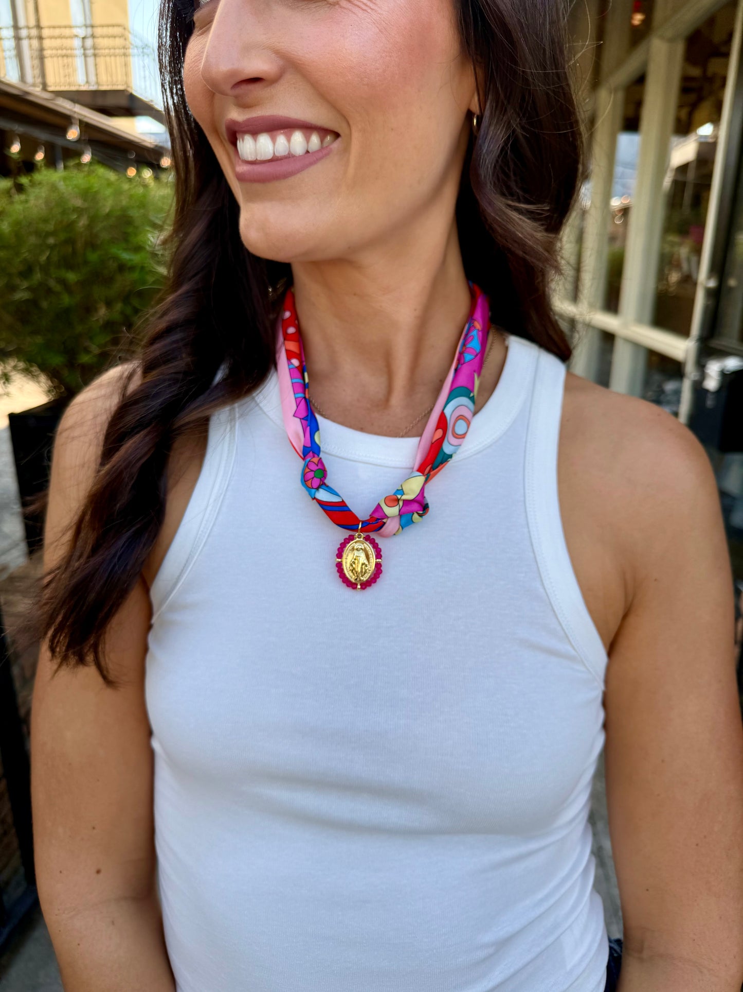 Scarf Necklace- Bright Bird/Mary