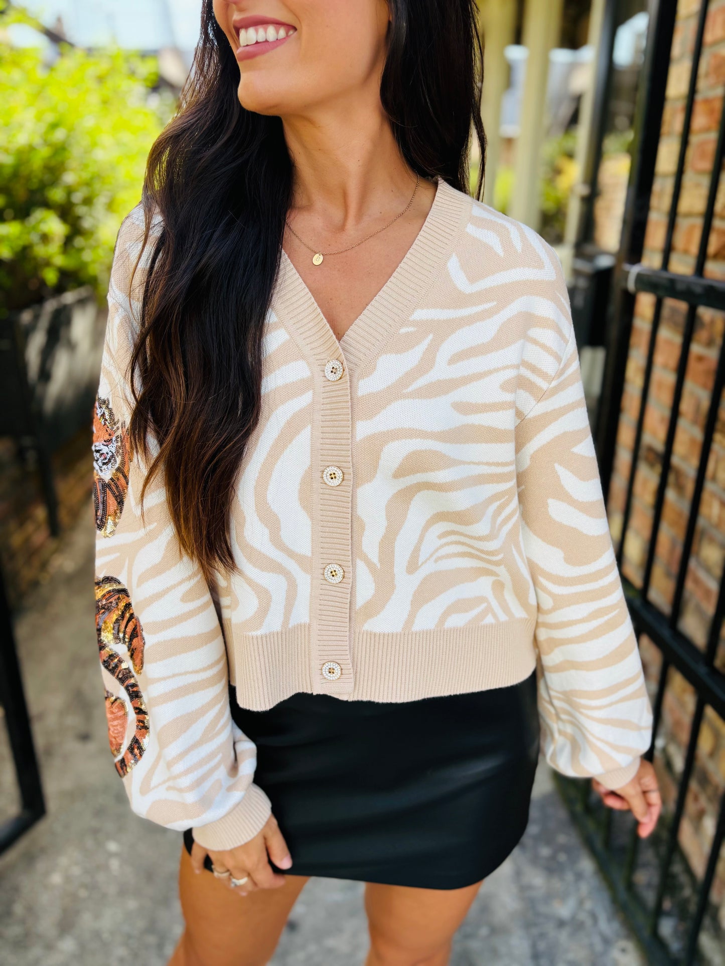 Tiger on Tiger Cardigan- Ivory