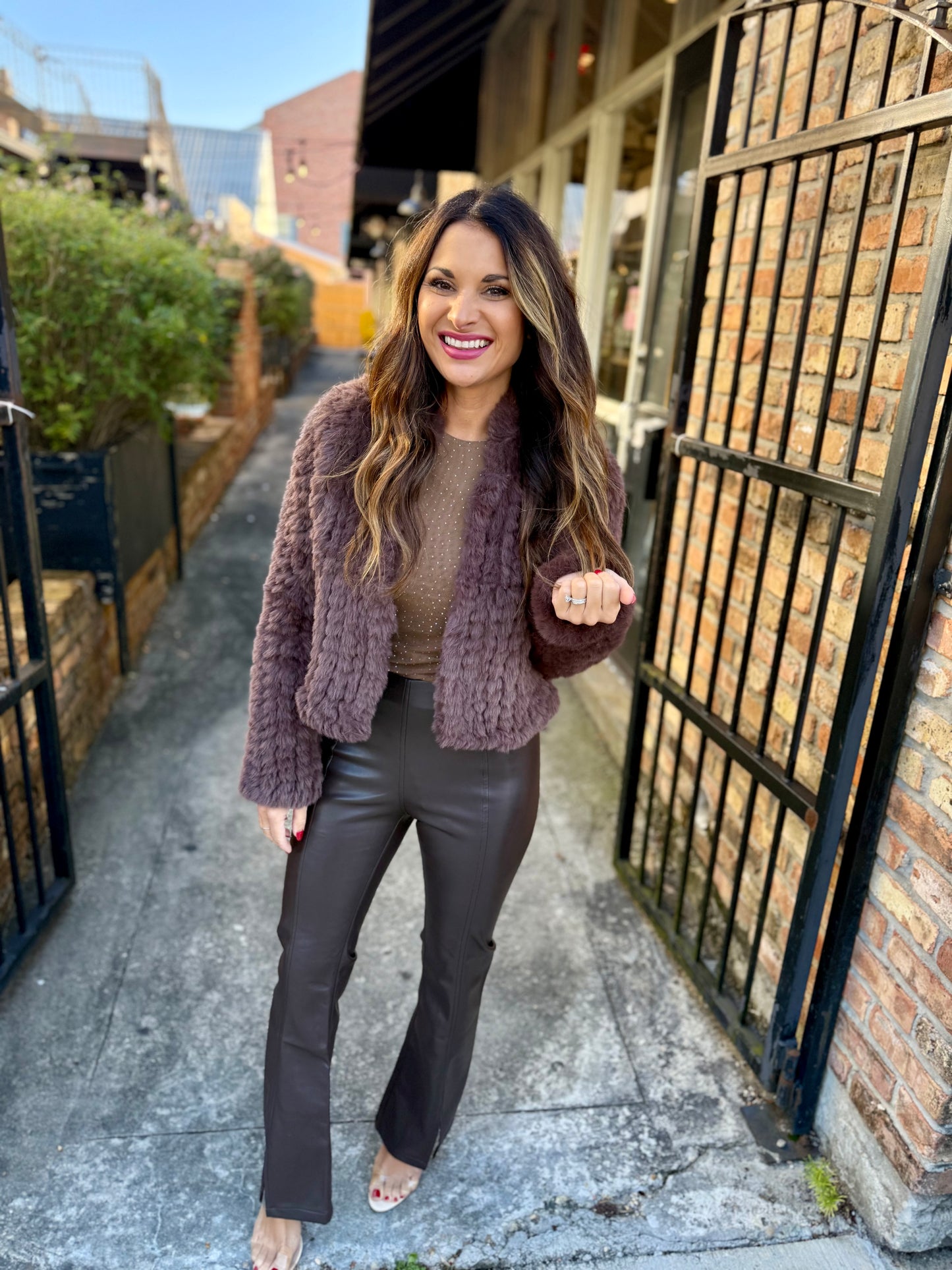 Deline Faux Fur Jacket- Mocha