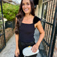 Madelyn Sweater Top- Black