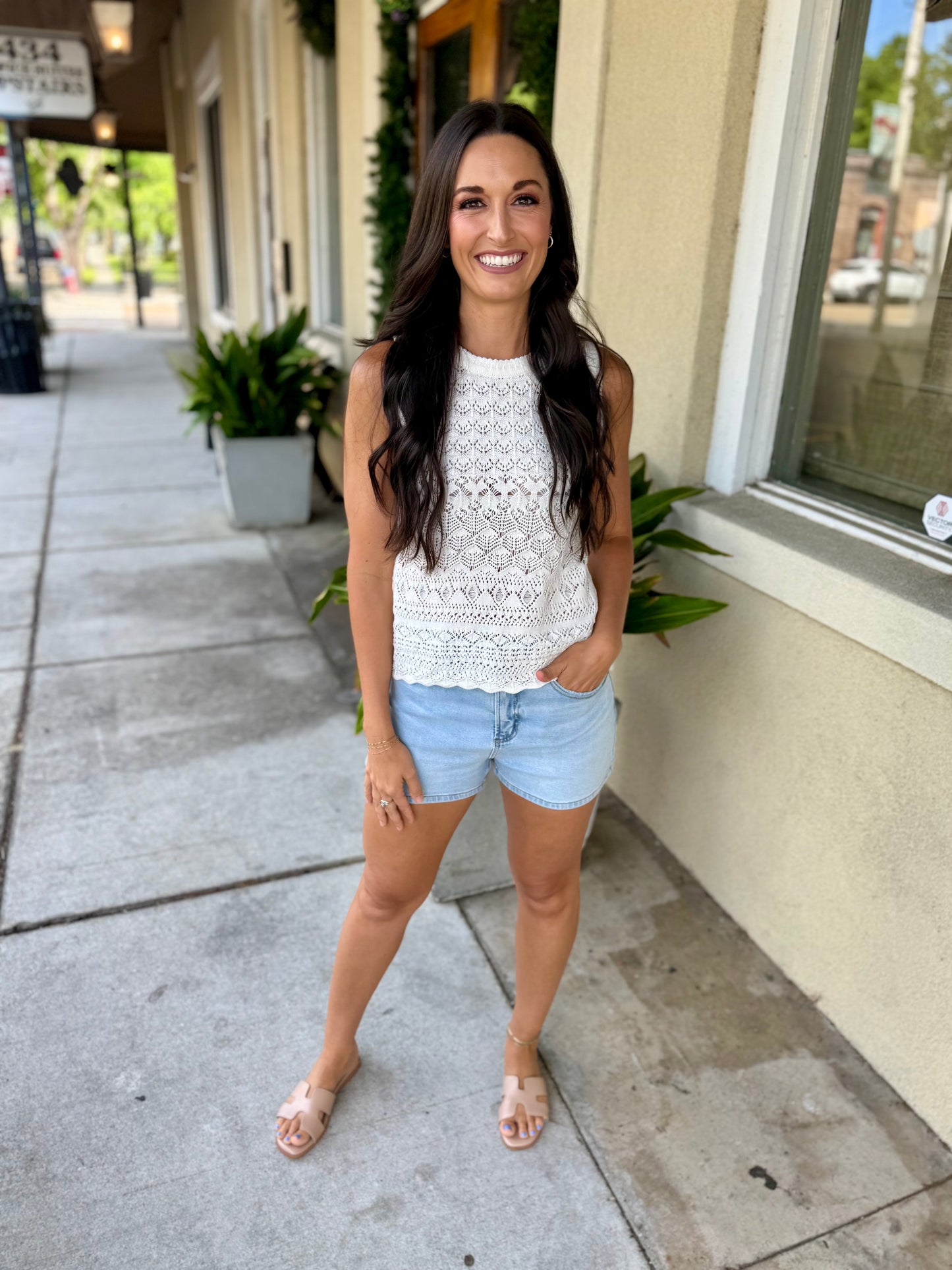 Andrew Crochet Tank- White