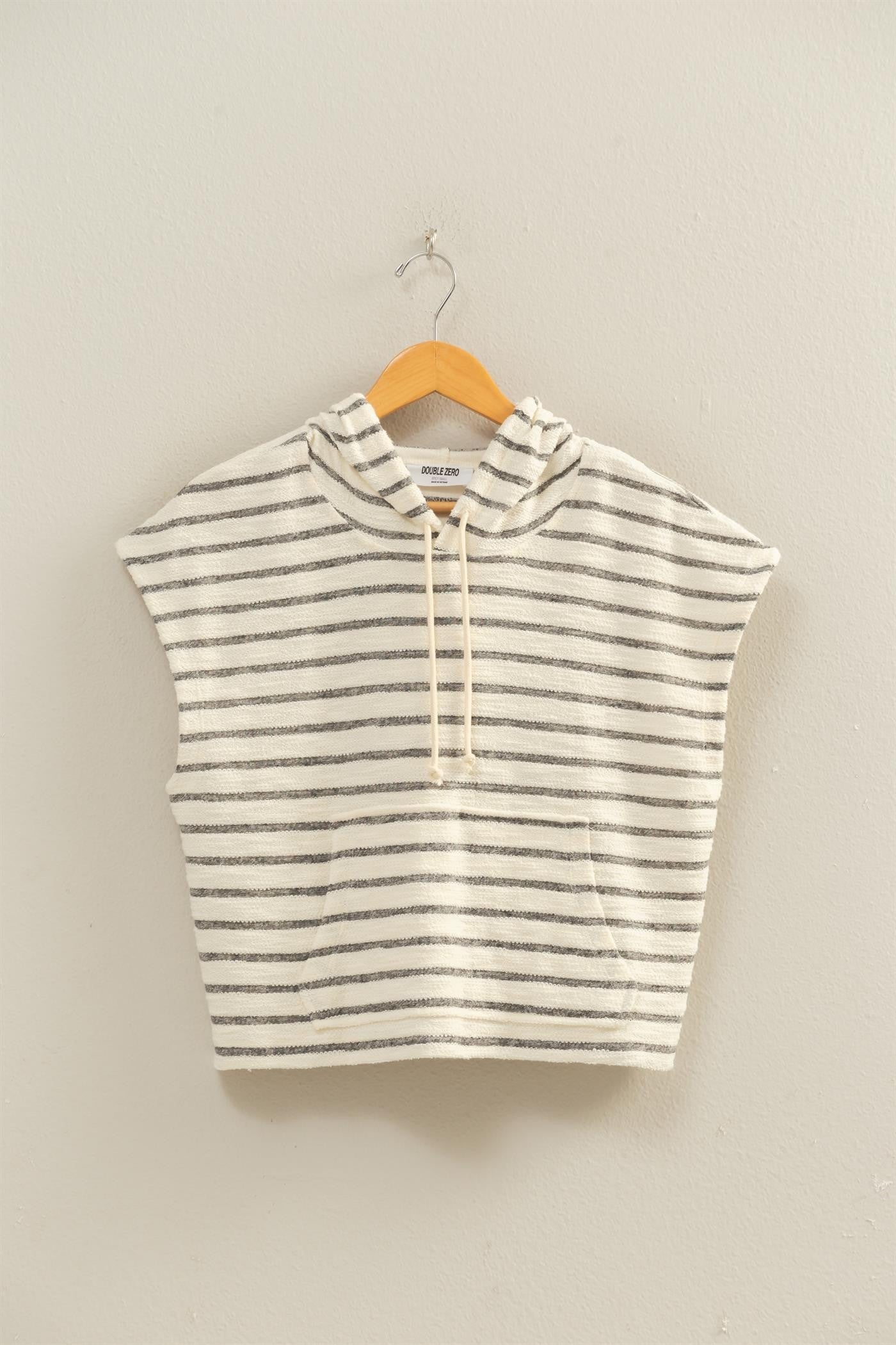 Davis Striped Hooded Top- Black