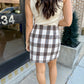 Manhattan Plaid Mini Skirt- Cream