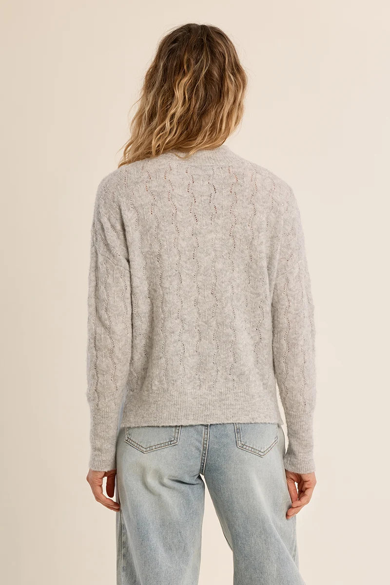 Openwork Knit Sweater- Silver