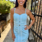 Lina Contrast Mini Dress- Powder Blue/White