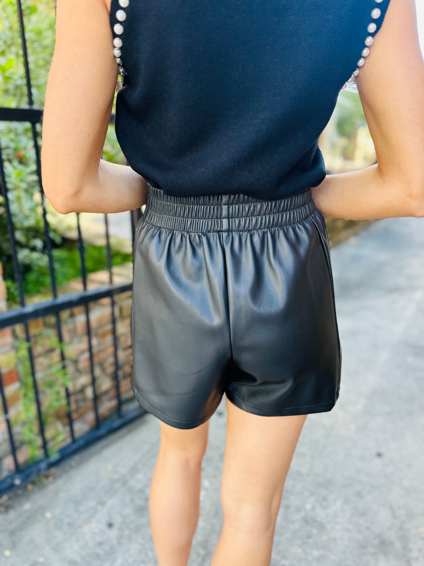 Skye Leather Shorts- Black