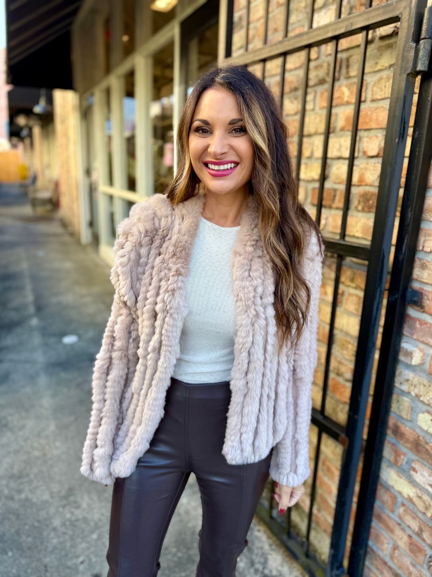 Rosa Fur Jacket- Biscuit