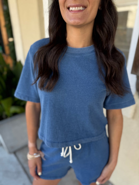 Z Supply Curran Knit Denim Tee- Calypso