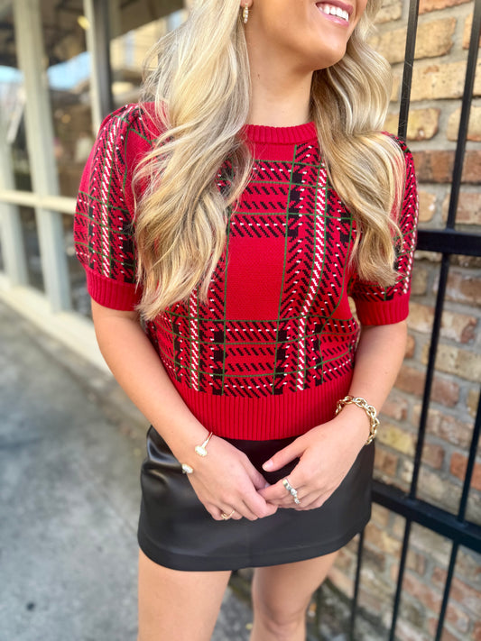 Checkered Plaid Sweater Top