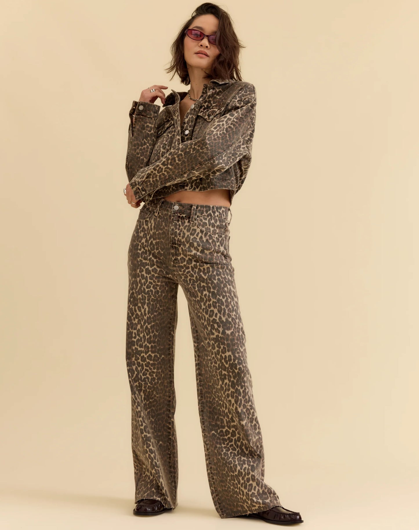 Far Out High Rise Wide Leg- Cool Cat