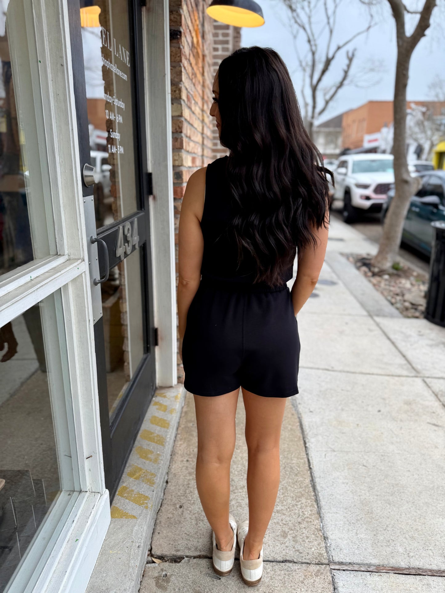 Anahi Drawstring Romper- Black