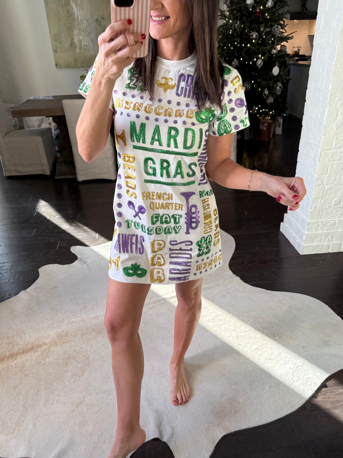 QOS bead Tree Frill Edge Tee