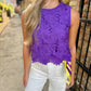 Floral Lace Scalloped Top- Purple