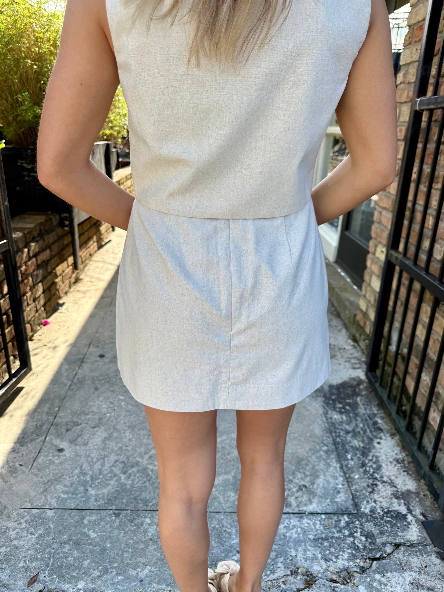 Wavy Cutout Mini Skort- Linen