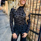 Semi Transparent Floral Top-Black