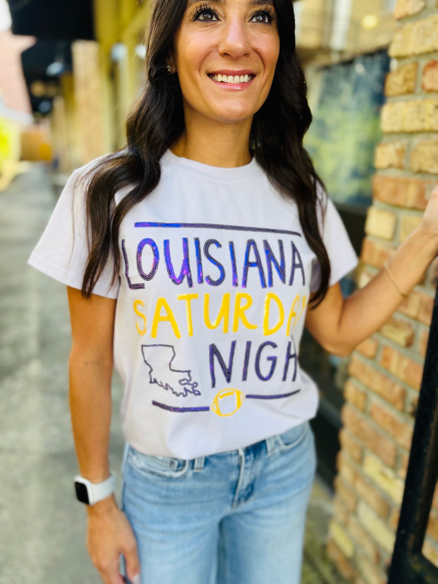 Louisiana Saturday Night Tee- Lavender