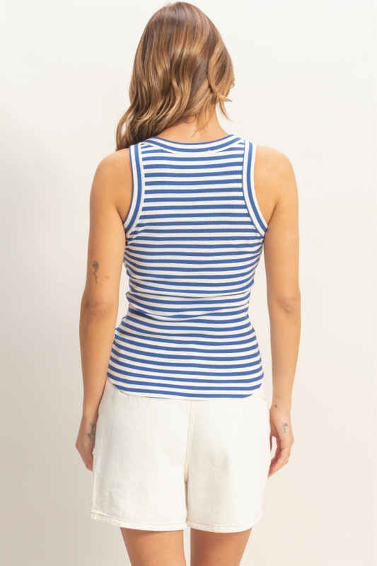 Quillin Racerback Tank- Blue