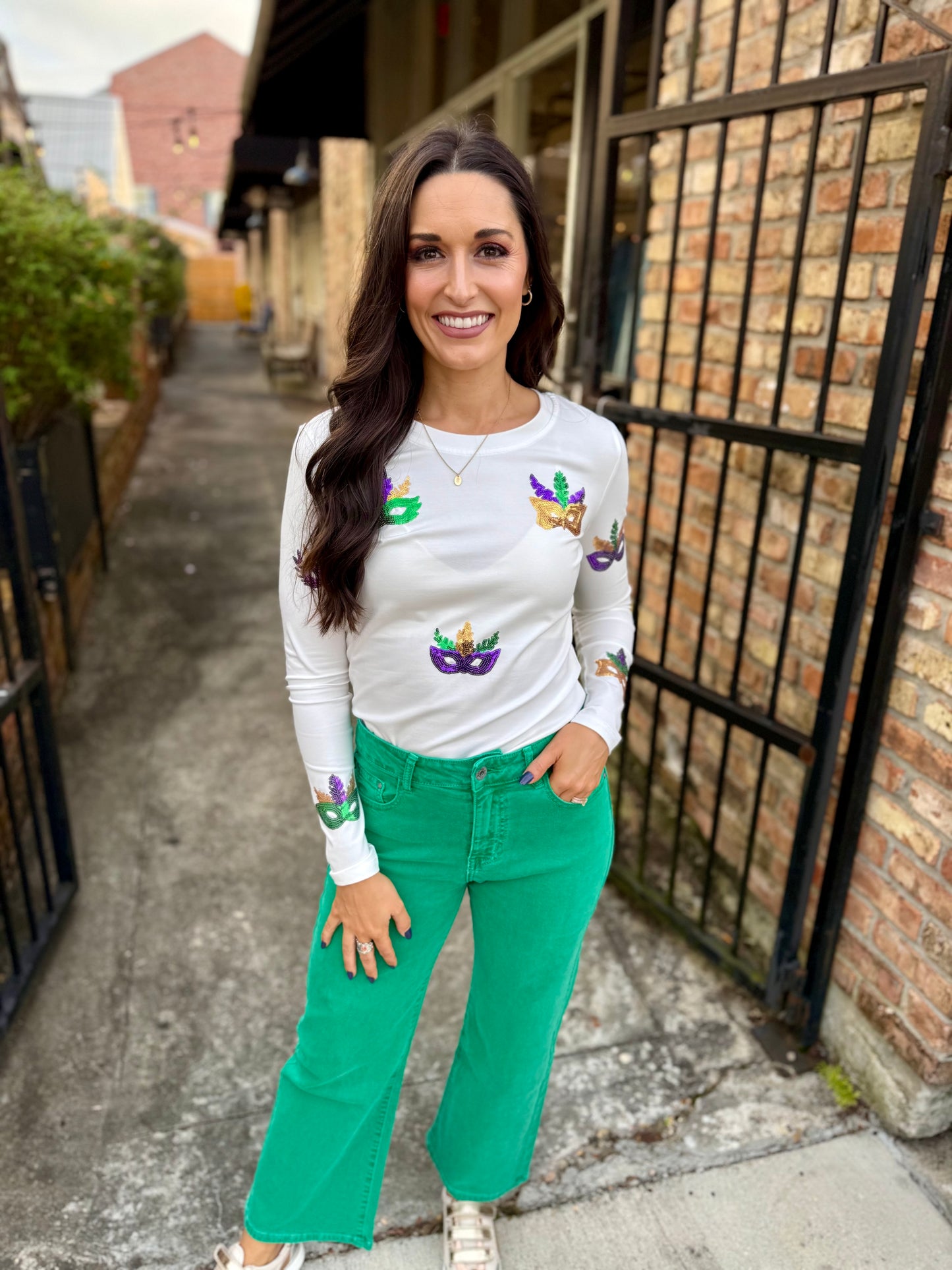 Mardi Gras LS Mask Tee