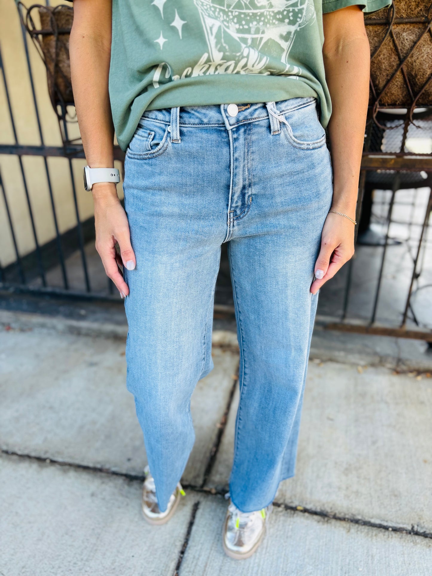 Blakely Slim Wide Leg Denim- Medium Denim