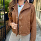 Halo Suede Snap Jacket- Camel
