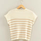 Kayla Ribbed Striped Knit Top- Taupe