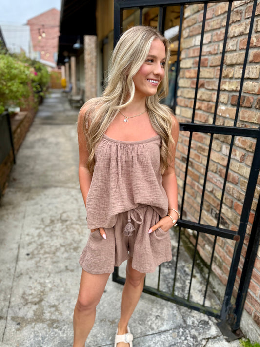 Doka Flowy Top- Taupe