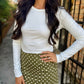 Polka Dot Scalloped Mini Skirt- Olive