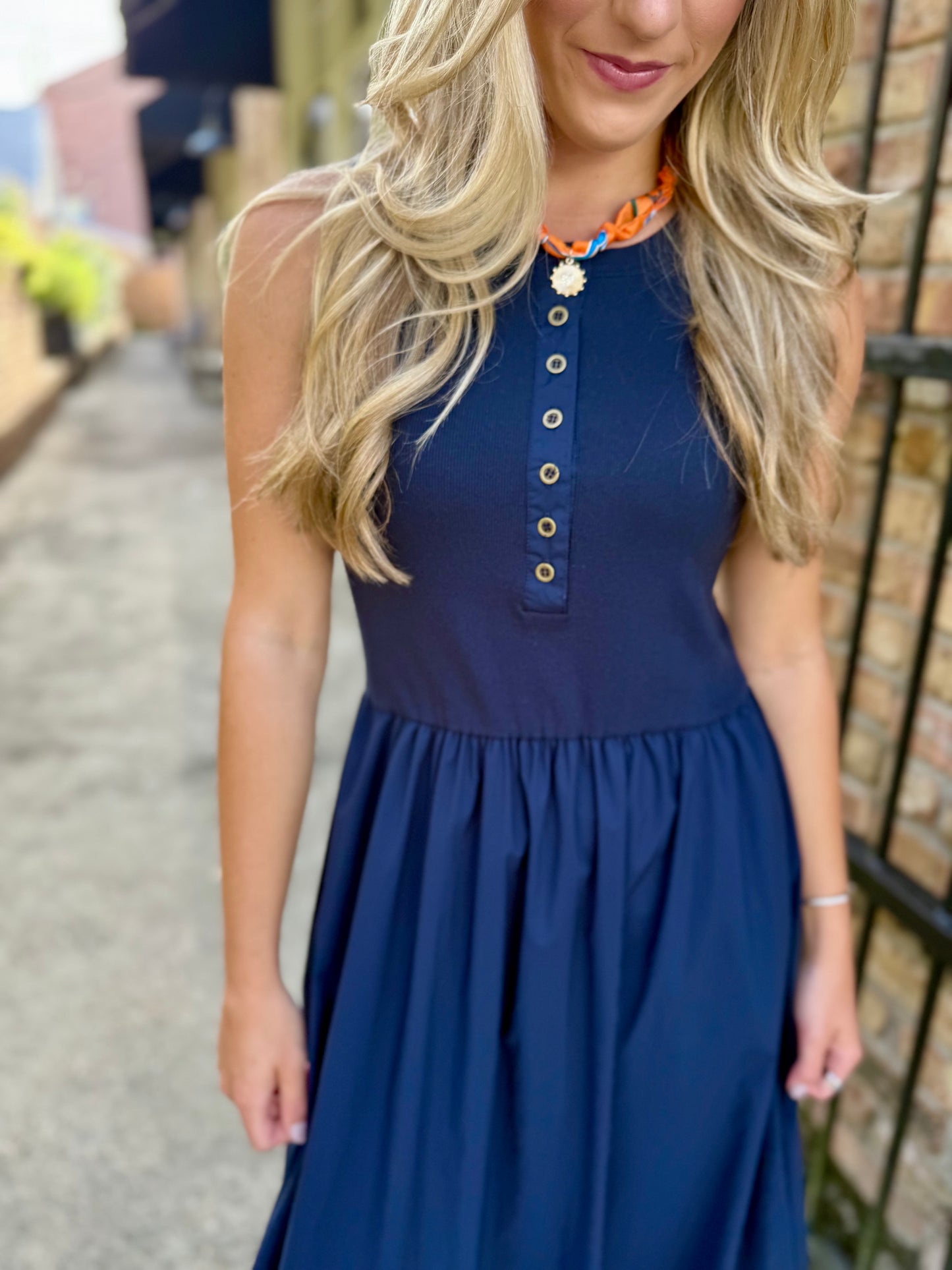 Henley Maxi Dress- Navy