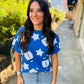 Scattered Football & Stars Top- Royal