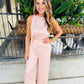 Fast Lane Wide Leg Pants- Blush