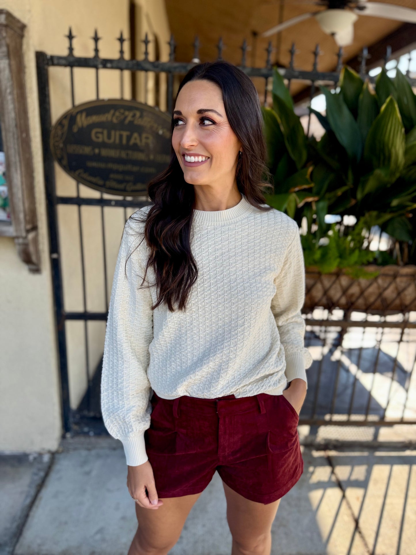 Britney Textured Sweater- Cream