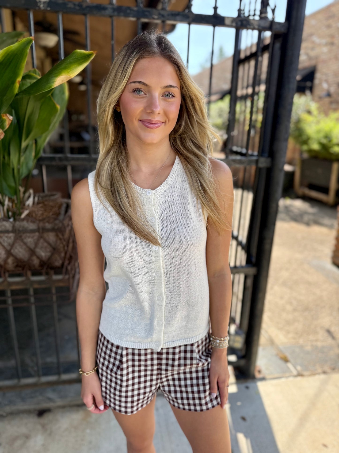 Plaid Pleated Shorts- Chocolate