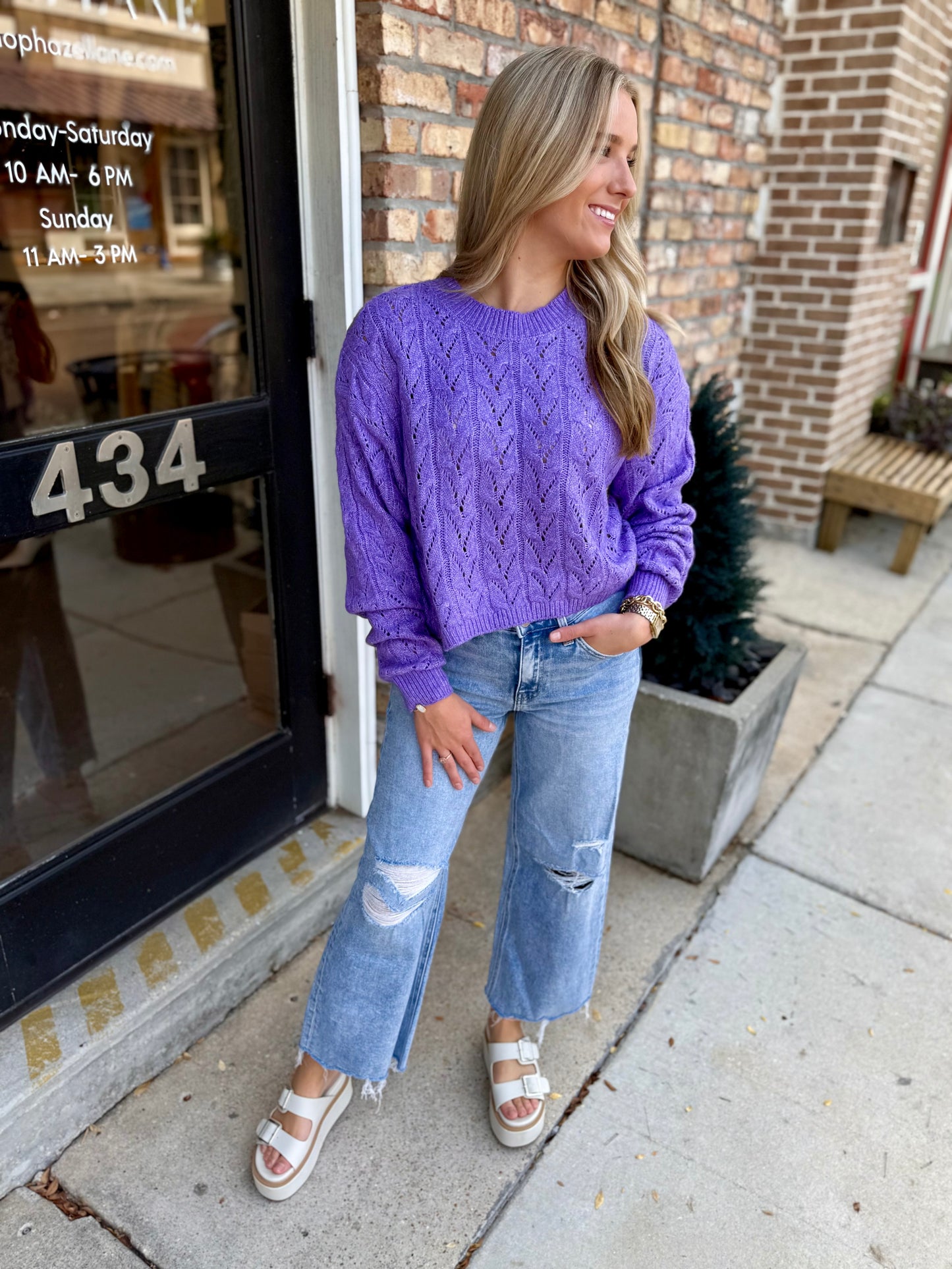 Wisteria Cable Sweater- Purple