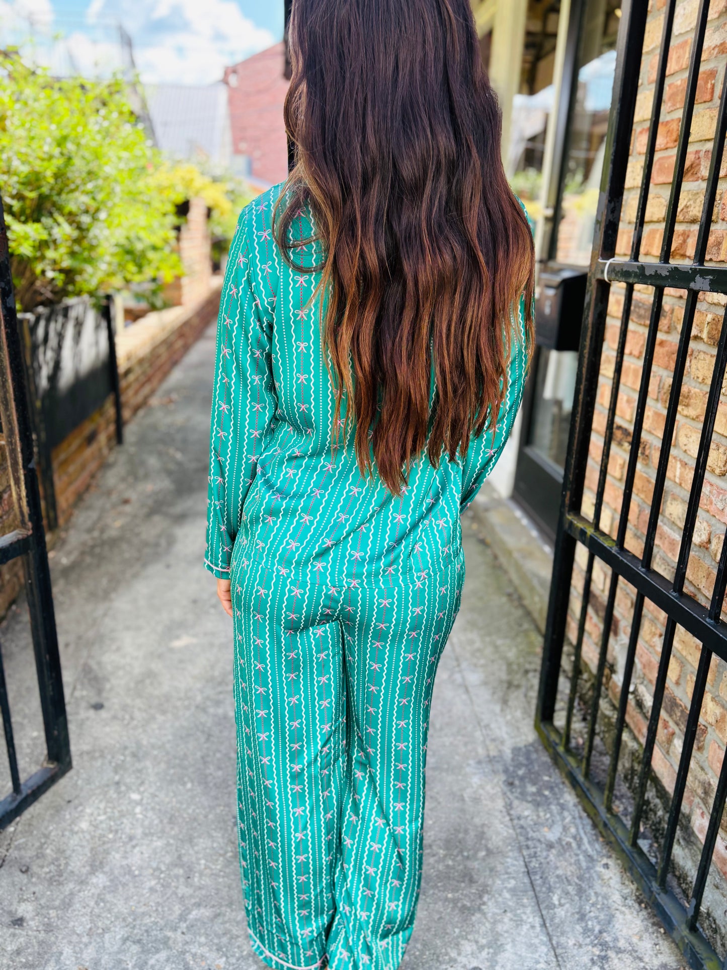 Charlotte in a Bow Pajamas- Green