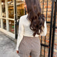 Gingham Front Pocket Shorts- Brown