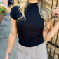 Quinn SS Sweater Top- Black